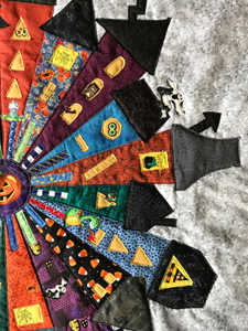 Halloween Dresden Neighborhood quilt close-up www.dlstewart.com